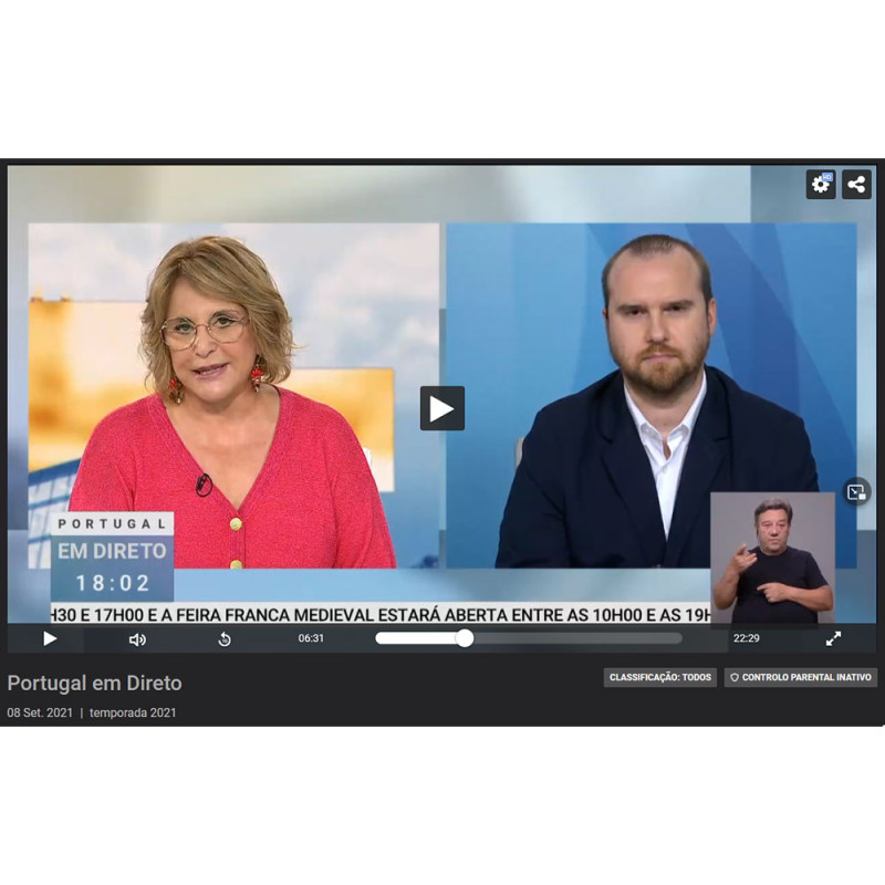 Image from TV interview with Portuguese Association of Physiotherapists 