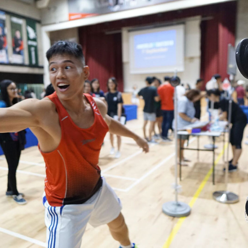 Photograph showing a celebration held in Singapore to mark World PT Day 2018