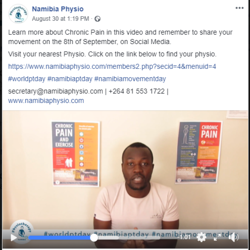 Photograph showing a celebration held in Namibia to mark World PT Day 2019