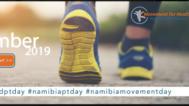 Photograph showing a celebration held in Namibia to mark World PT Day 2019