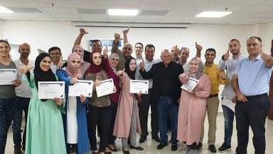 Photograph showing a celebration held in Palestine to mark World PT Day 2019
